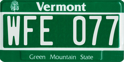 VT license plate WFE077