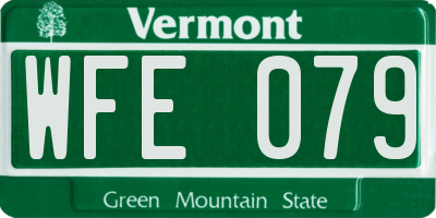 VT license plate WFE079