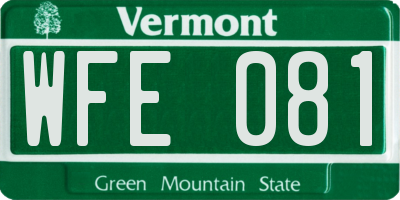 VT license plate WFE081