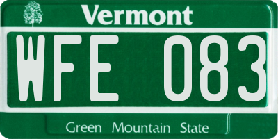 VT license plate WFE083