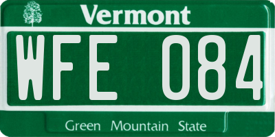 VT license plate WFE084