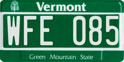 VT license plate WFE085