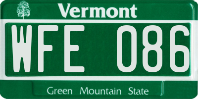 VT license plate WFE086