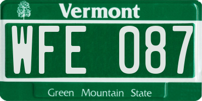 VT license plate WFE087