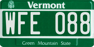 VT license plate WFE088