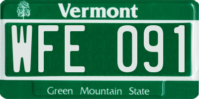 VT license plate WFE091