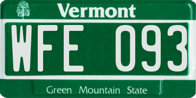 VT license plate WFE093