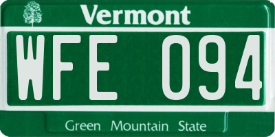 VT license plate WFE094