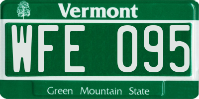 VT license plate WFE095