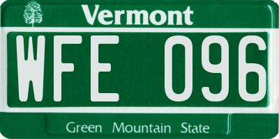 VT license plate WFE096