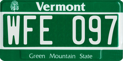 VT license plate WFE097
