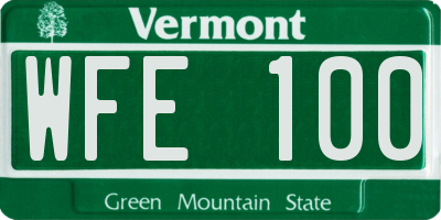 VT license plate WFE100
