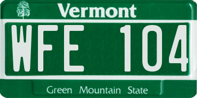 VT license plate WFE104