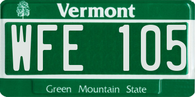 VT license plate WFE105