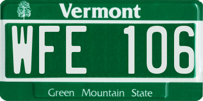 VT license plate WFE106