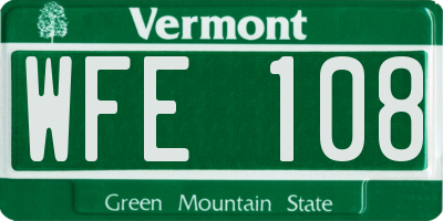VT license plate WFE108