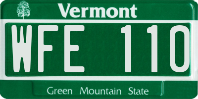 VT license plate WFE110
