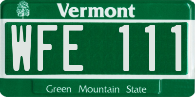 VT license plate WFE111