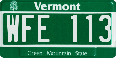 VT license plate WFE113