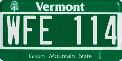 VT license plate WFE114
