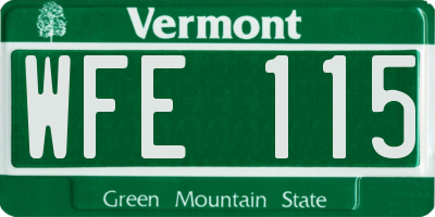 VT license plate WFE115