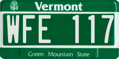VT license plate WFE117