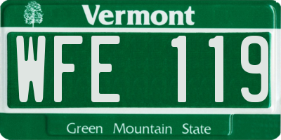 VT license plate WFE119