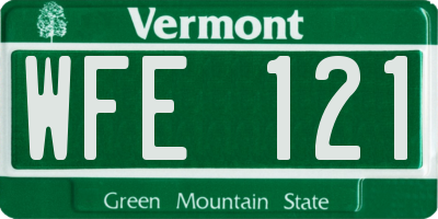 VT license plate WFE121