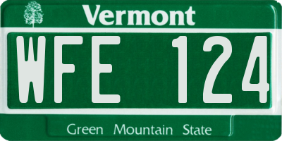 VT license plate WFE124