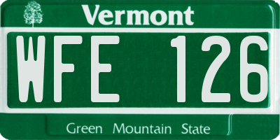 VT license plate WFE126