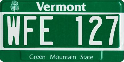 VT license plate WFE127