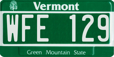 VT license plate WFE129