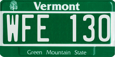 VT license plate WFE130