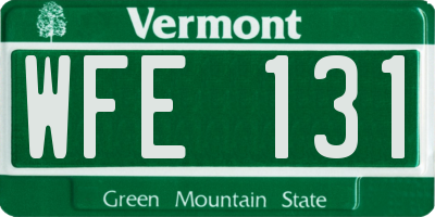 VT license plate WFE131