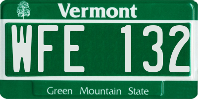 VT license plate WFE132