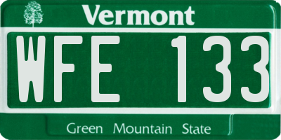 VT license plate WFE133