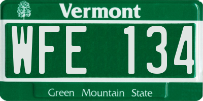 VT license plate WFE134