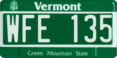 VT license plate WFE135