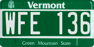 VT license plate WFE136