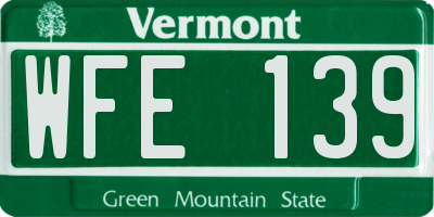 VT license plate WFE139