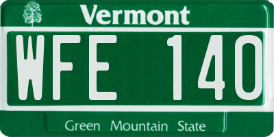 VT license plate WFE140