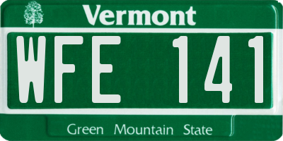VT license plate WFE141