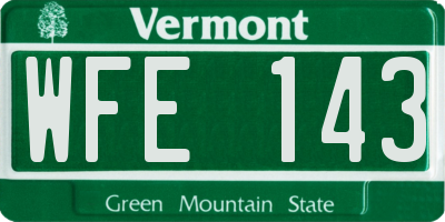 VT license plate WFE143