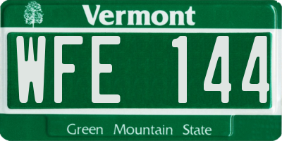 VT license plate WFE144
