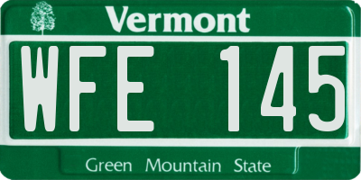 VT license plate WFE145