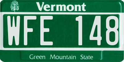 VT license plate WFE148