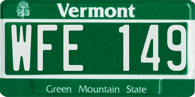 VT license plate WFE149