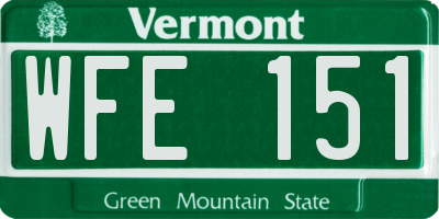 VT license plate WFE151
