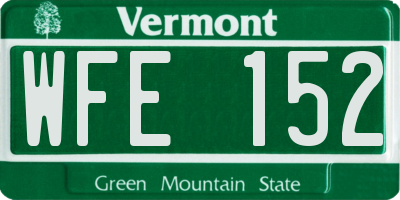 VT license plate WFE152