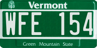 VT license plate WFE154